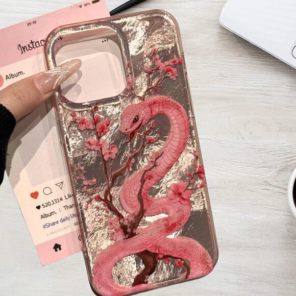 Apple iPhone 16 Pro/Max Pink Serpent Blossom phone case - Picture 1 of 2